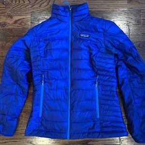 Blue Patagonia Down Sweater Puffy Jacket, XS